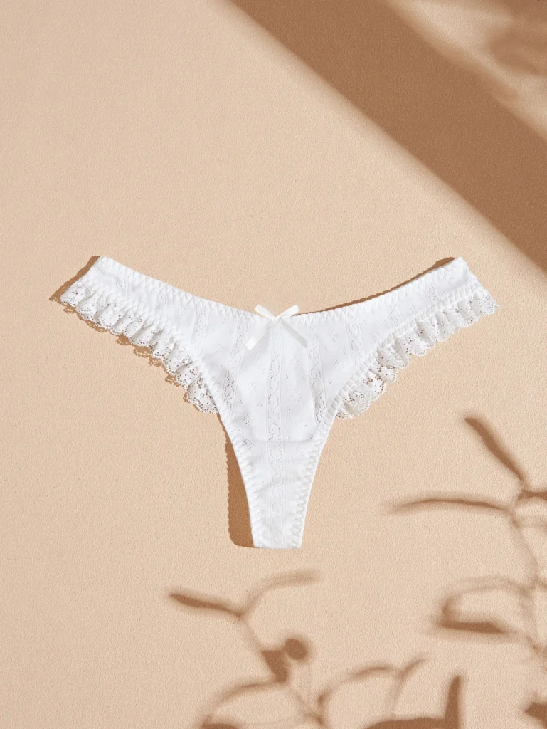 Women's Knitted Jacquard Cotton Lace Thong