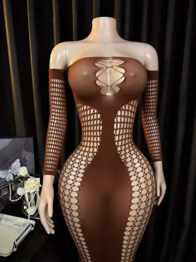 Women's Off-Shoulder Long Sleeve Cut-Out Sexy Lingerie Dress