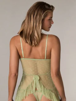 Women's Sexy Lace Mesh Patchwork Mini Babydoll Dress