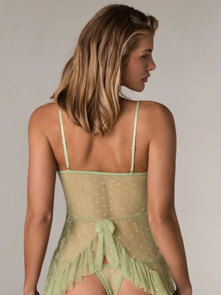 Women's Sexy Lace Mesh Patchwork Mini Babydoll Dress