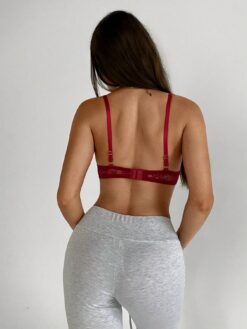Women's Sexy Lace Red Unlined Embroidery Bra