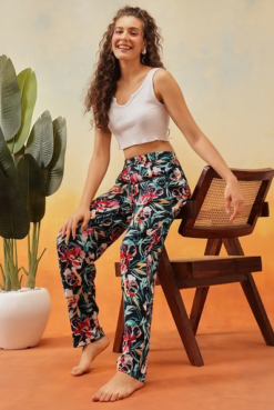 Print Me Pretty Pyjama in Dark Navy Colour - Rayon