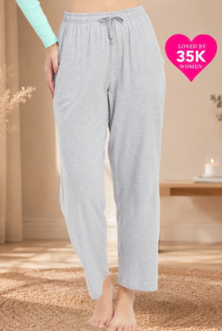 Pyjama with Elastic Waistband in Grey - Cotton Rich