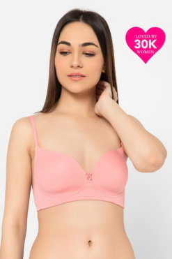 Padded Non-Wired Full Cup Multiway T-shirt Bra in Baby Pink