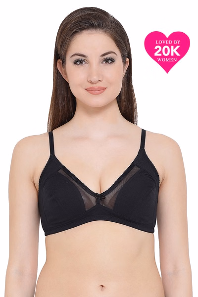Comfy Stretchable Cotton Bra In Black