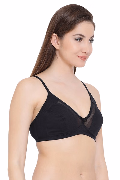 Comfy Stretchable Cotton Bra In Black