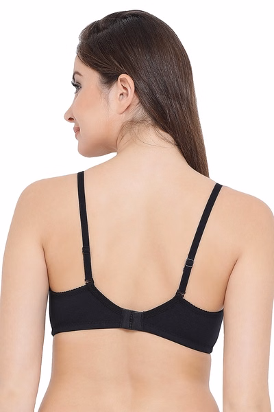 Comfy Stretchable Cotton Bra In Black