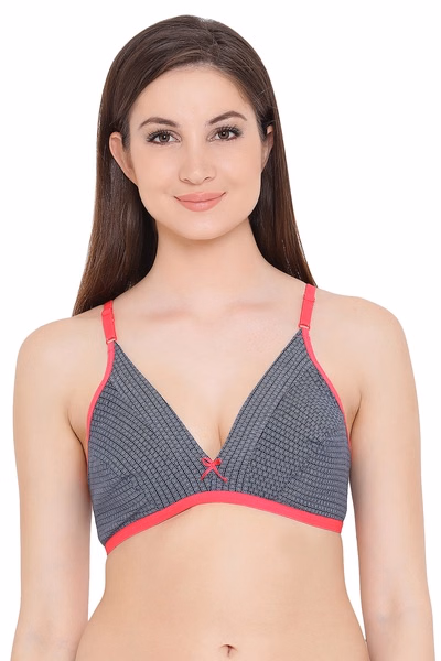 Cotton Non-Padded Non-Wired Printed Plunge Bra