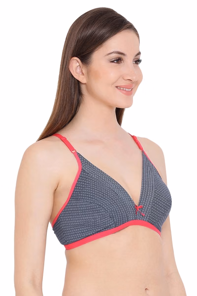 Cotton Non-Padded Non-Wired Printed Plunge Bra