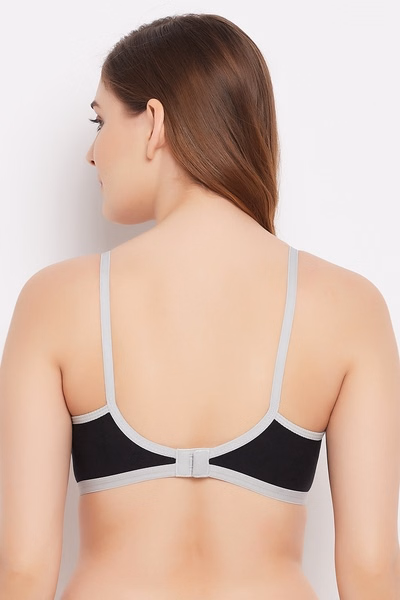 Non-Padded Non-Wired Full Cup Bra in Black - Cotton
