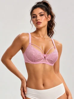 Women's Fashion Elegant Solid Color Lace Patchwork Fancy Bra