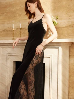 Women's Lace Patchwork Casual Long Nighty