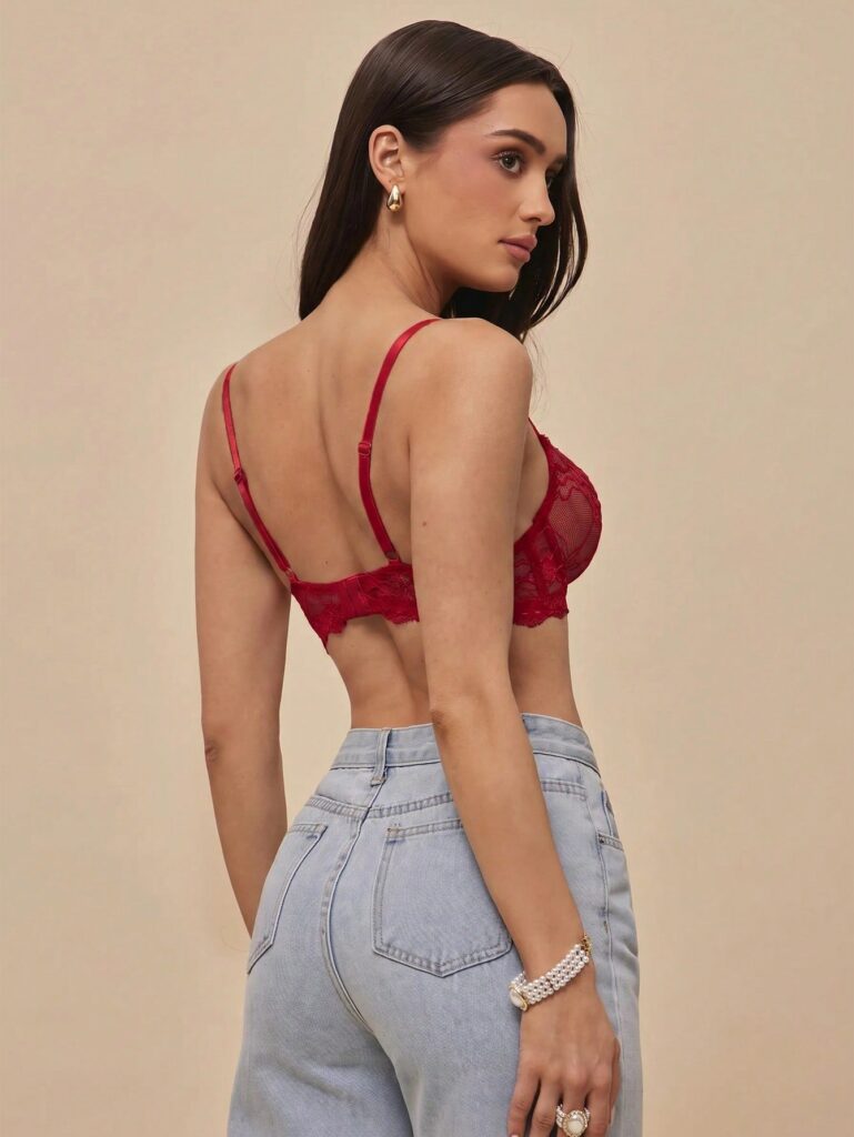 Women's Minimalist Solid Color Lace Wireless Bra
