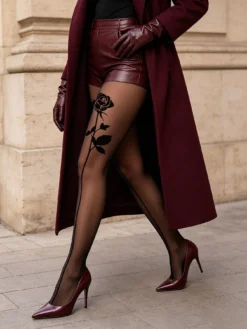 Women's Transparent Rose Print Leg Stocking